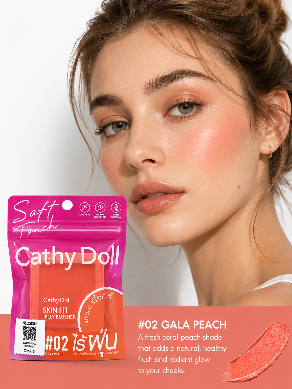 Cathy Doll Skin Fit Jelly Blusher #02 Gala Peach