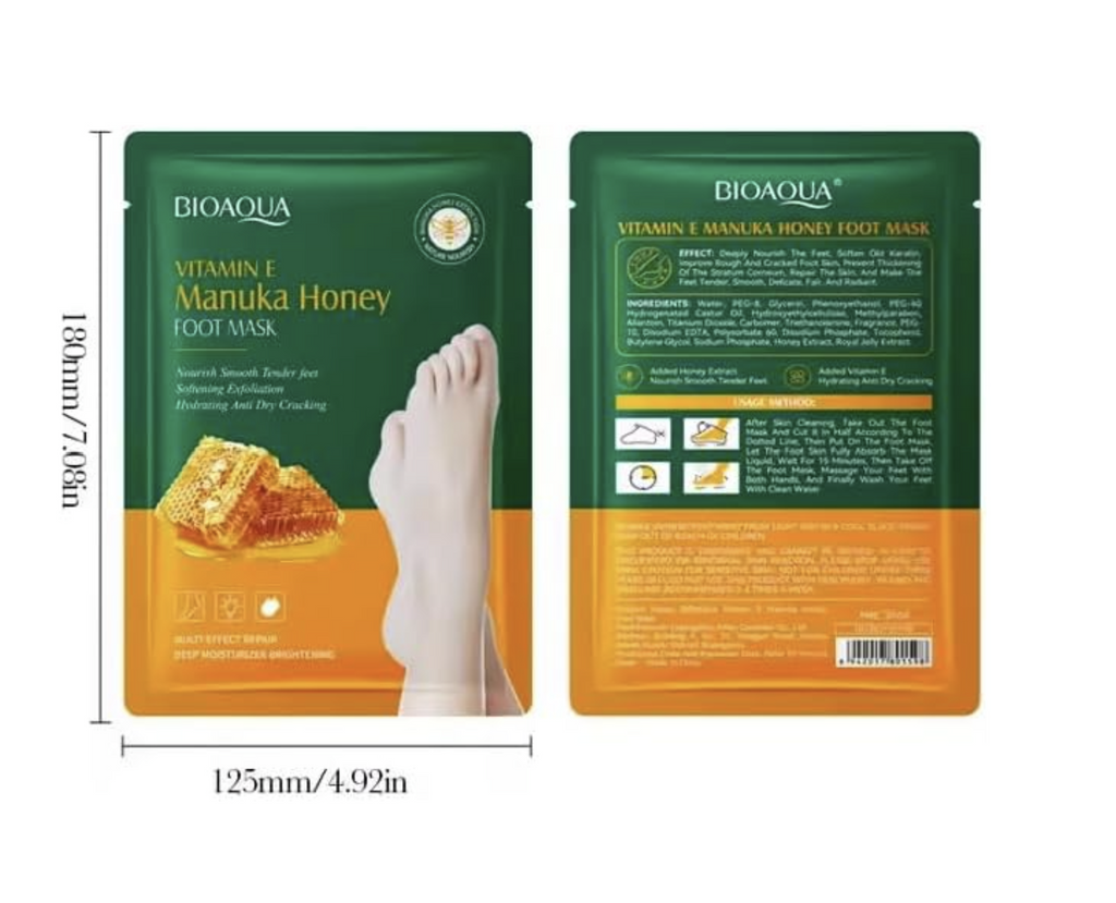 BIOAQUA Exfoliating Foot Mask – Moisturizing Peeling Treatment for Dry, Cracked Heels and Callus Removal – Foot Peel Mask for Smooth, Soft Feet (1 Pair)