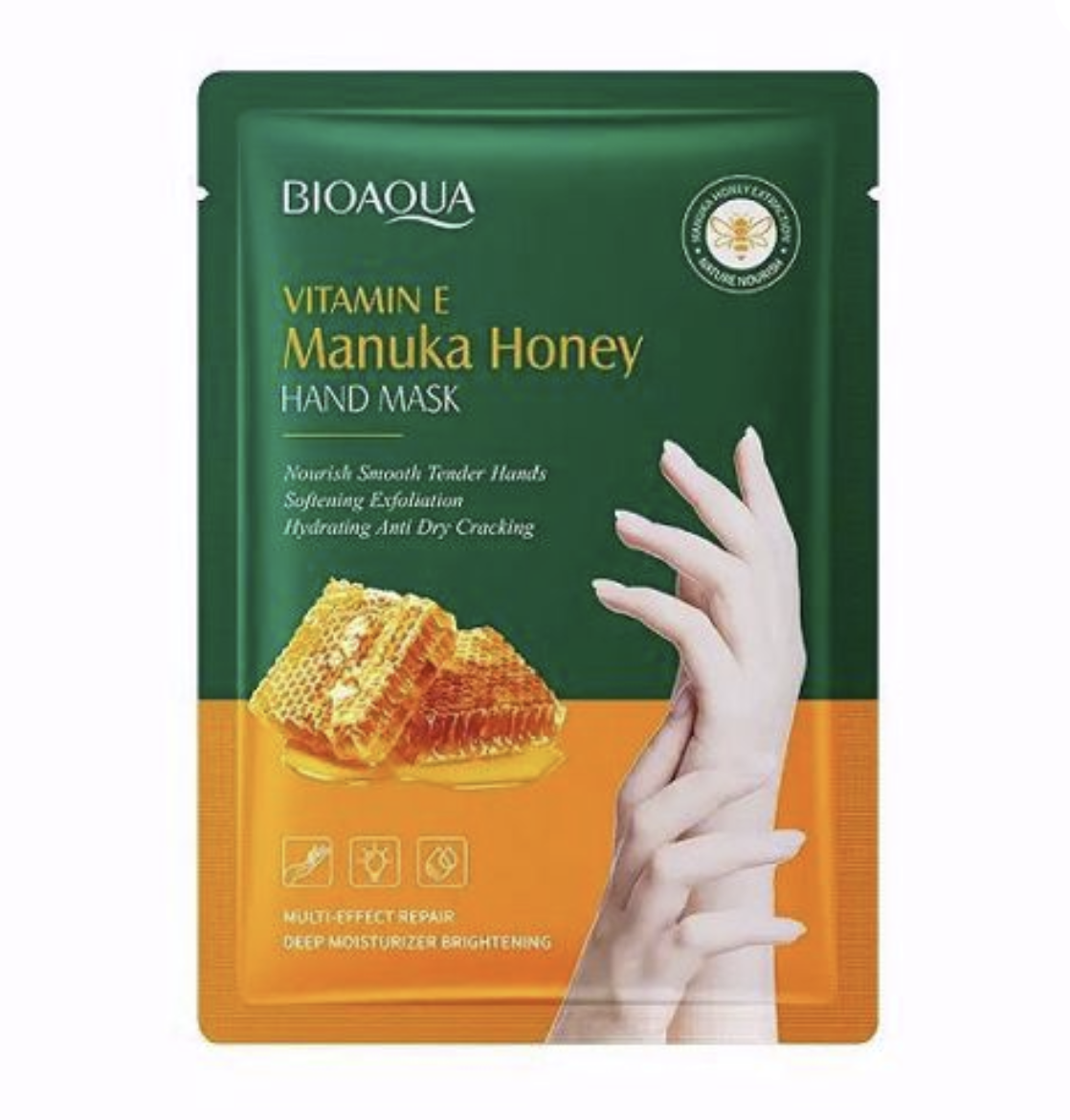 Bioaqua Vitamin E and Mango Honey Hand Mask - Deep Moisturizing, Brightening & Softening (1 pair)