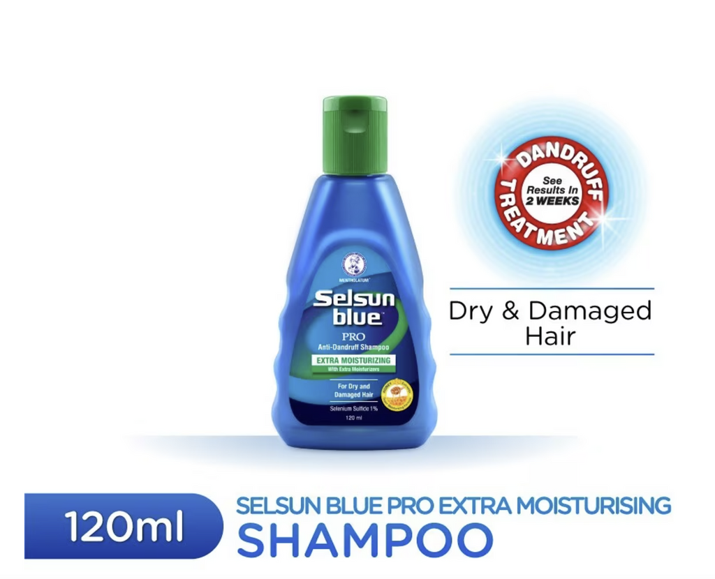 Selsun Blue (GREEN, Extra Moisturizing Anti-Dandruff Shampoo) 120 Ml.