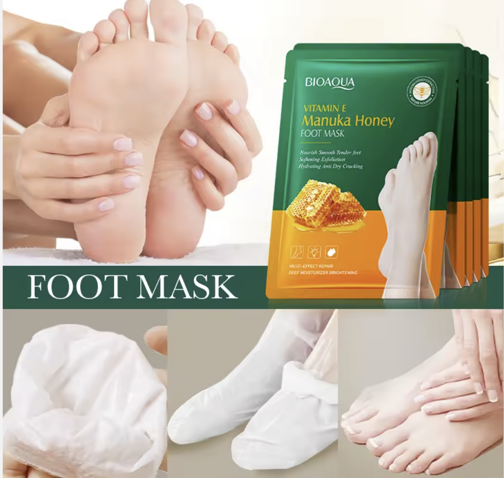 BIOAQUA Exfoliating Foot Mask – Moisturizing Peeling Treatment for Dry, Cracked Heels and Callus Removal – Foot Peel Mask for Smooth, Soft Feet (1 Pair)