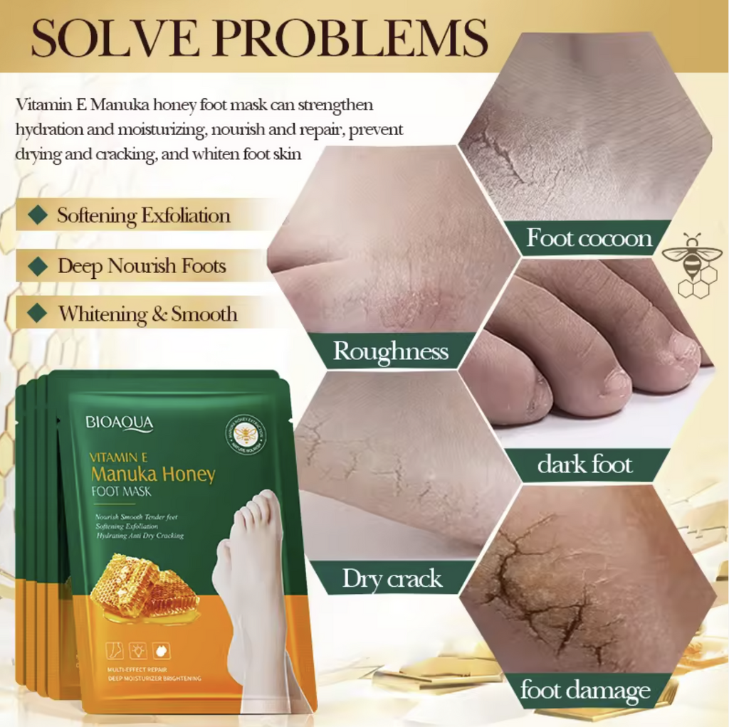 BIOAQUA Exfoliating Foot Mask – Moisturizing Peeling Treatment for Dry, Cracked Heels and Callus Removal – Foot Peel Mask for Smooth, Soft Feet (1 Pair)