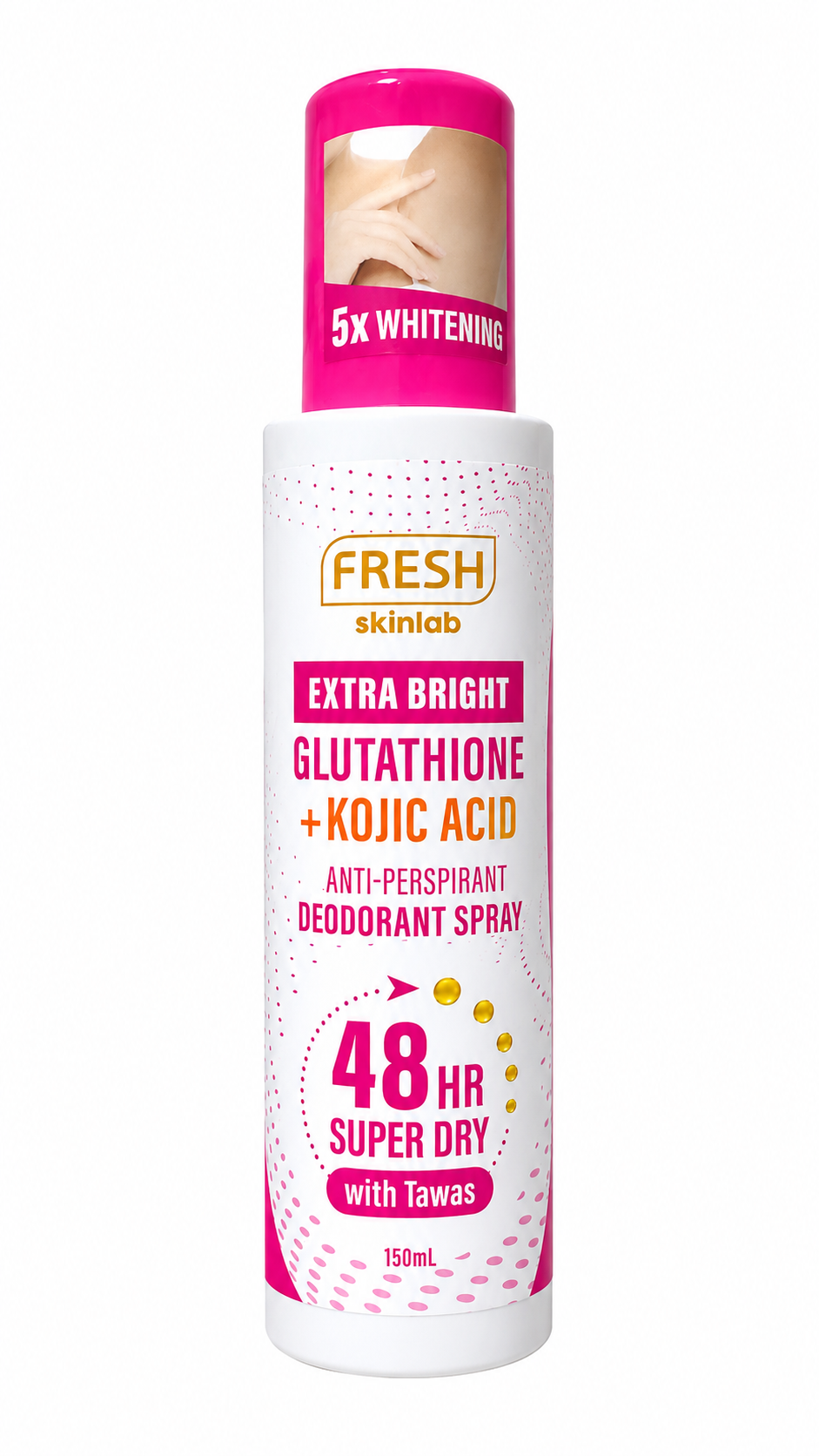 Underarm Whitening Spray, Extra Bright Glutathione + Kojic Acid Anti-Perspirant (150ml)