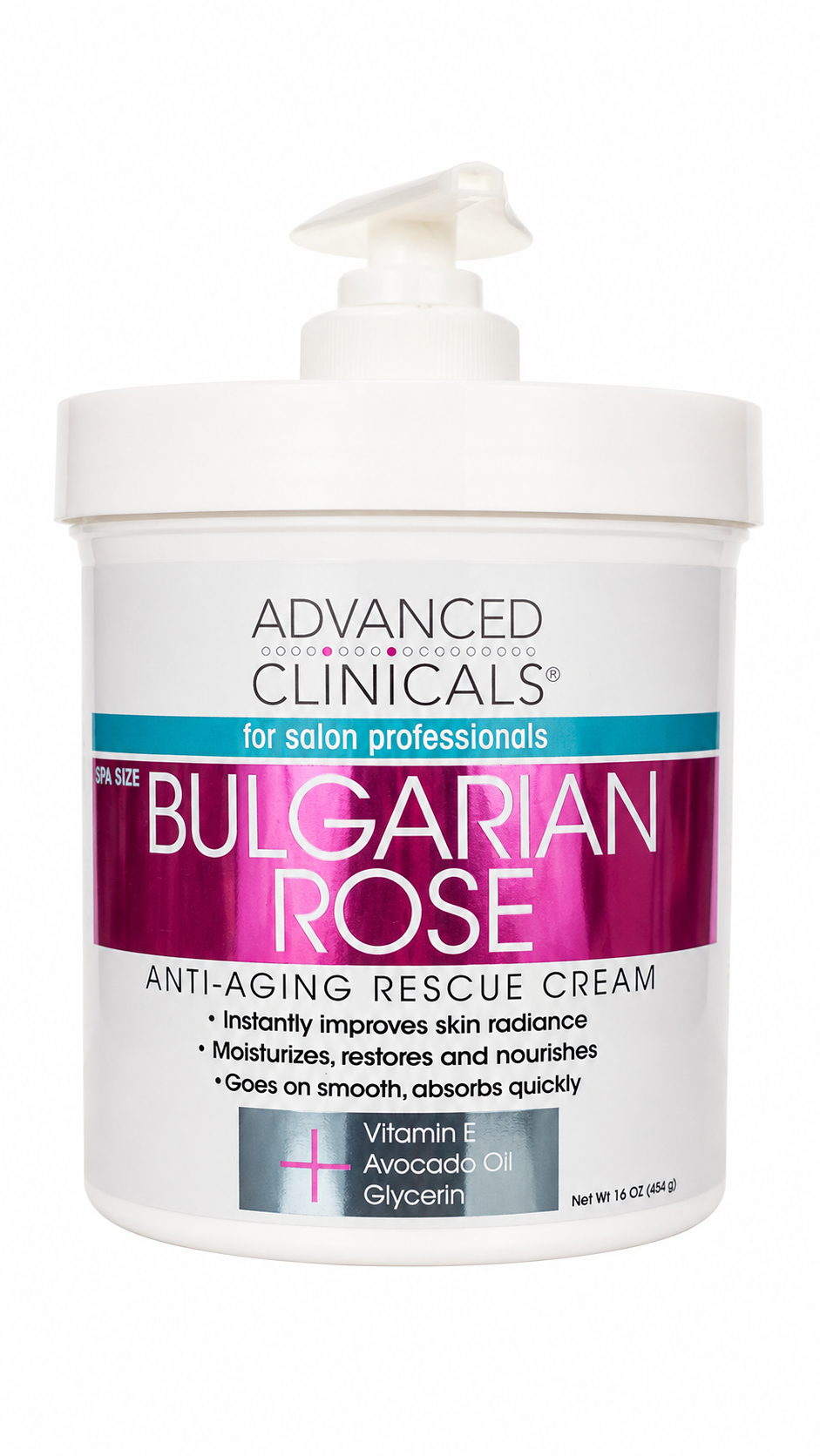 Advanced Clinicals Bulgarian Rose Anti-Aging Rescue Cream (454g / 16 oz) (USA)