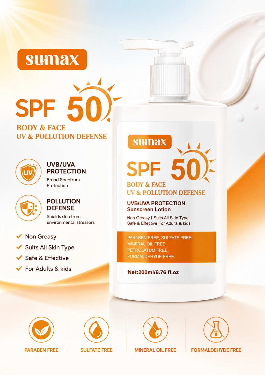 Sumax SPF 50, Body and Face Sunscreen Lotion